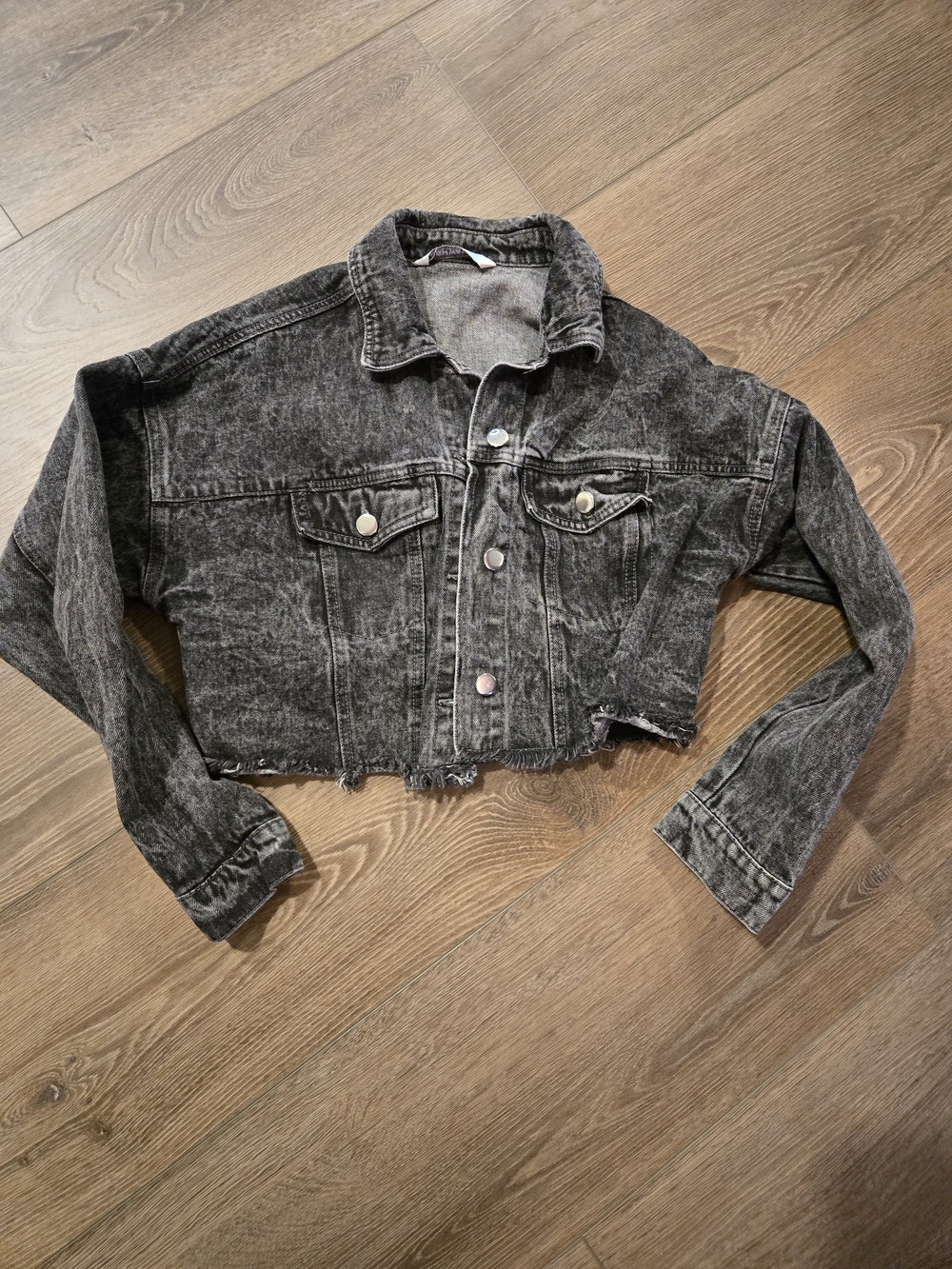 Highway Jeans Cropped Washed Black Denim Jacket